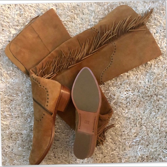 FRYE SUEDE LEATHER BOHO FRINGE OTK BOOT - Picture 8 of 9